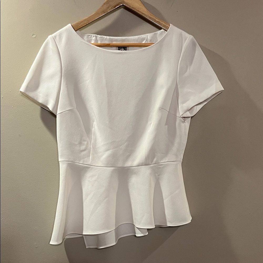 Anne Klein White Peplum Blouse